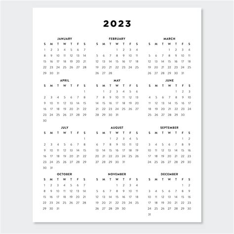 2023 Minimalist Letter Printable Calendar 2023 Simple Etsy