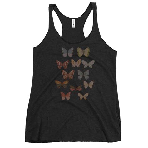 Butterflies Printed Tank Top Unisex Womens Racerback Tank Etsy