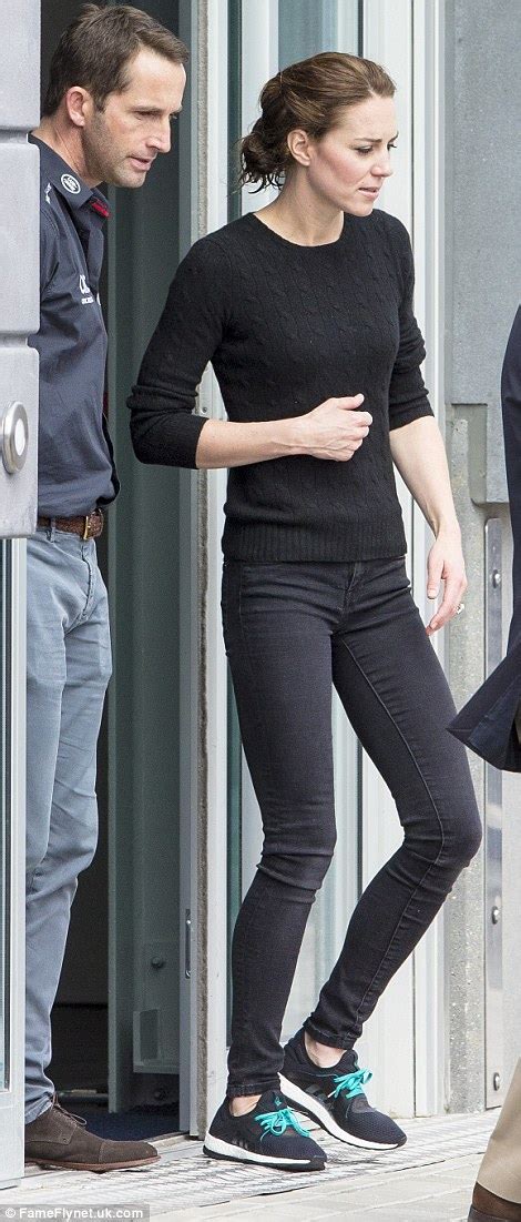 kate middleton goes casual in a jumper jeans and trainers daily mail online