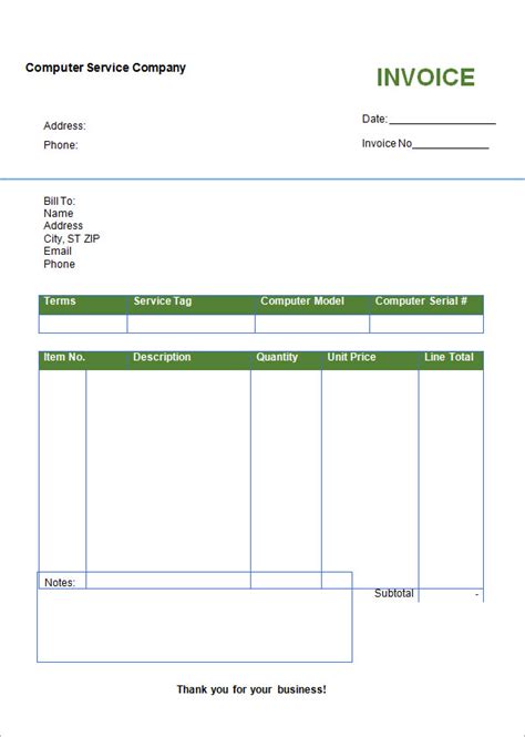 Free Sample Blank Invoice Templates In Ms Word Google Docs