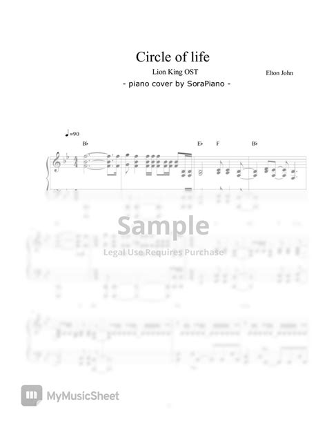 Lion King Ost Circle Of Life 라이온킹 Ost Sheets By Sora감성건반