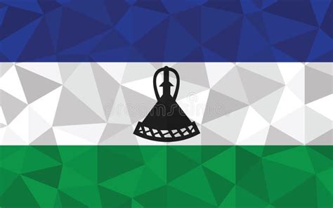 Low Poly Lesotho Flag Vector Illustration Triangular Basotho Flag