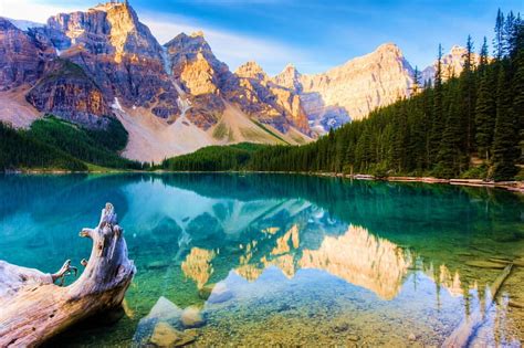 Moraine Lake Canada Mountains Reflection Trees Landscape Hd