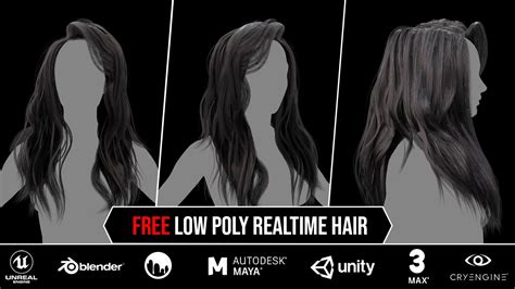 Artstation Free Low Poly Realtime Hair Tutorial Game Assets