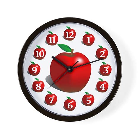 Red Apple Fruit Pattern Wall Clock By Cre8iveheart
