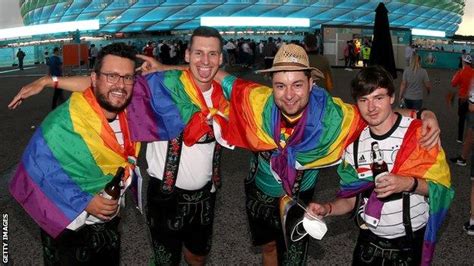 Germany V Hungary Fans Wear Rainbow Colours At Allianz Arena Before
