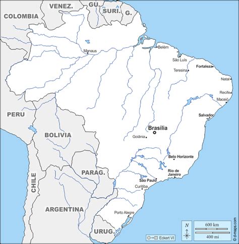 Brésil Carte Géographique Gratuite Carte Géographique Muette Gratuite
