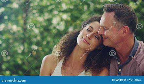 Romantic Loving And Caring Couple In Love Happy And Smiling While