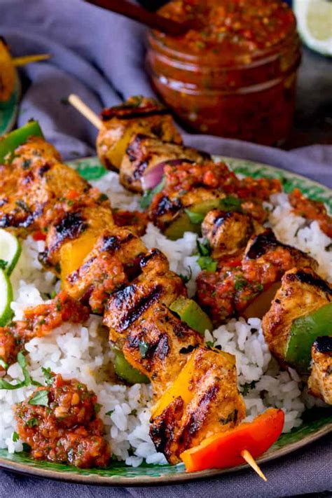 Top 5 health benefits of rice. Mexican Chicken Skewers with Rice and Picante Salsa ...