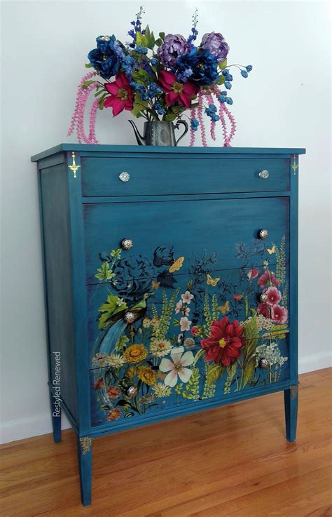 Turquoise Dresser With Midnight Garden Funky Painted Furniture