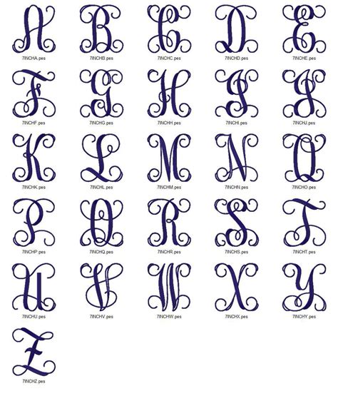 Vine Intertwined Monogram Machine Embroidery Font Alphabet My Xxx Hot