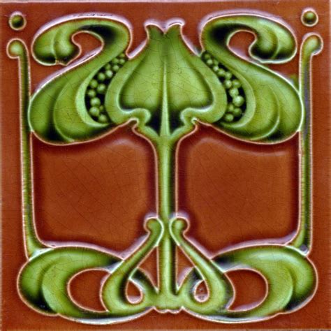 Art Nouveau Stylized Floral Design Tile Ref 012 Pilgrim Tiles