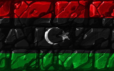 Download Wallpapers Libyan Flag Brickwall 4k African Countries
