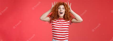 Premium Photo Impressed Excited Shocked Young Cute Redhead