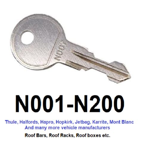 Thule Roof Bar Roof Box Roof Rack Keys To Code N001 To N200 Ebay