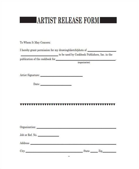 FREE 9+ Sample Artwork Release Forms in PDF | MS Word