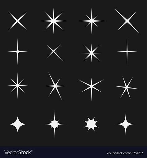 Twinkling Star Set Bright On Black Royalty Free Vector Image