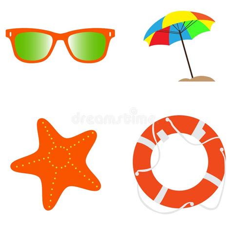 Set Of Summer Icons Stock Vector Illustration Of Lifesaver 88058831
