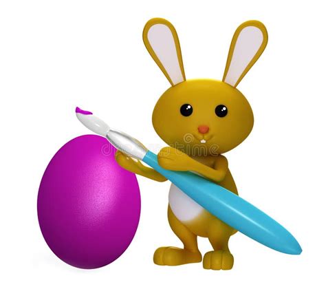 3d Colorful Easter Bunny Painting Egg Stock Illustrations 124 3d