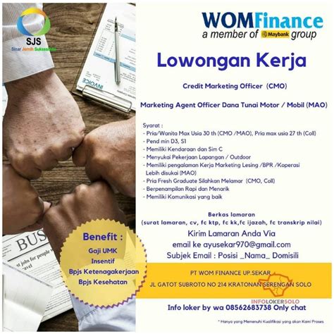 Dalam rangka menyambut kemerdekaan republik indonesia, wom finance memberikan apresiasi kepada konsumen melalui program promo merdeka. Lowongan Kerja Credit Marketing Officer Wom Finance di ...