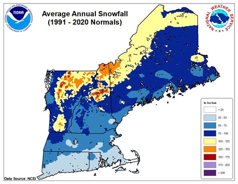 National Weather Service Map Shows Average Annual Snowfall For