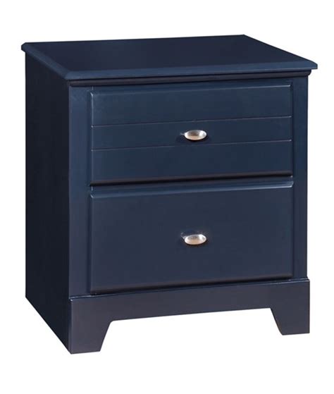 The clean transitional lines can easily work for anything from a modern, edgy design to a more feminine and relaxed farmhouse feel. Ashton Navy Blue Wood 2 Drawers Nightstand | The Classy Home