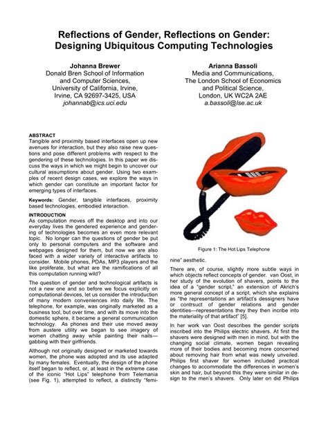pdf reflections of gender reflections on gender designing ubiquitous computing technologies