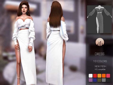 Платье Bd107 Одежда Моды для Sims 4