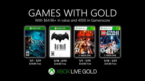 Xbox Games With Gold For January Includes A Batman And Star Wars Title