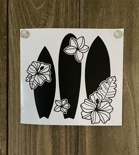Hawaiian Flower Surf Boards Decal Etsy Uk