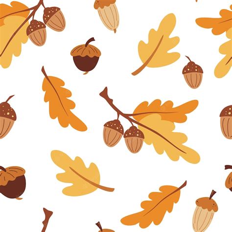 Premium Vector Seamless Pattern With Acorns Autumn Background