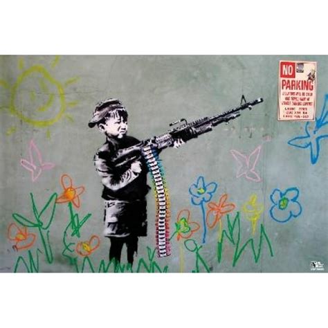 Banksy Crayon Crayon Shooter Laminated Poster 36 X 24