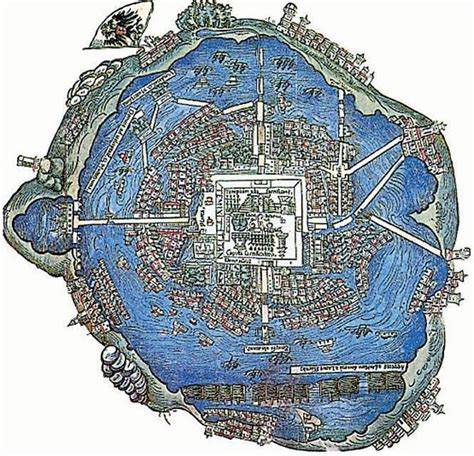 Plano De La Ciudad De Tenochtitlán Sobre El Lago Texcoco Ancient
