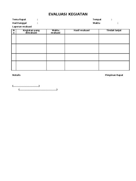 Format Evaluasi Kegiatan Pdf Riset