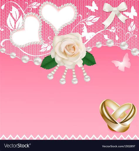 Background With Heart Rose Wedding Rings And Pearl