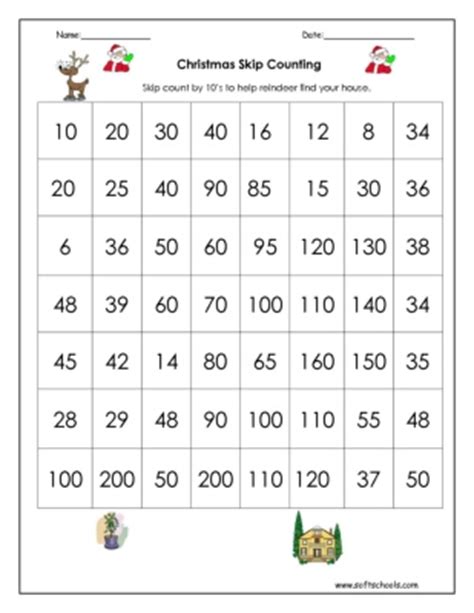 Christmas Skip Counting by 10 Worksheet