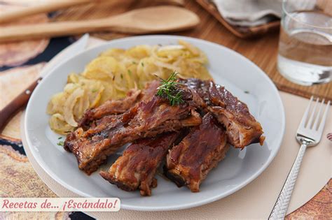 Costillas A La Miel Al Horno Con Patatas Panaderas ¡súper Tiernas