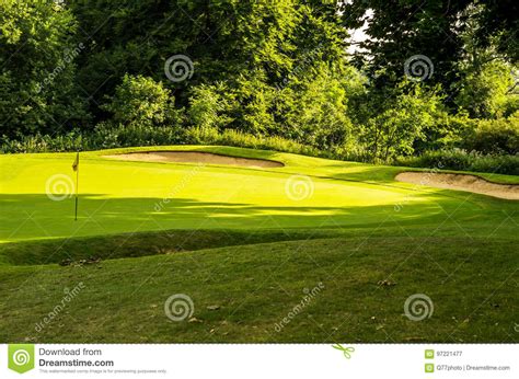 Golf Course On A Beautiful Day Green Grass Lush Vegetation Go Stock
