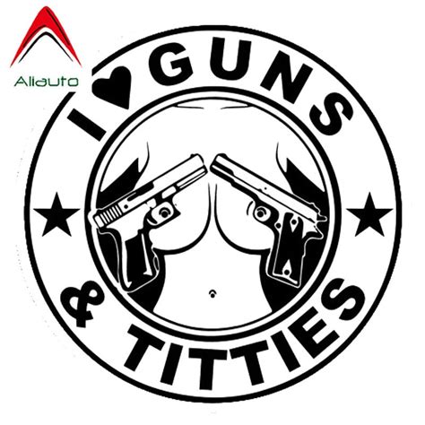 Aliauto Creative Car Stickers I Love Guns And Titties Auto Styling
