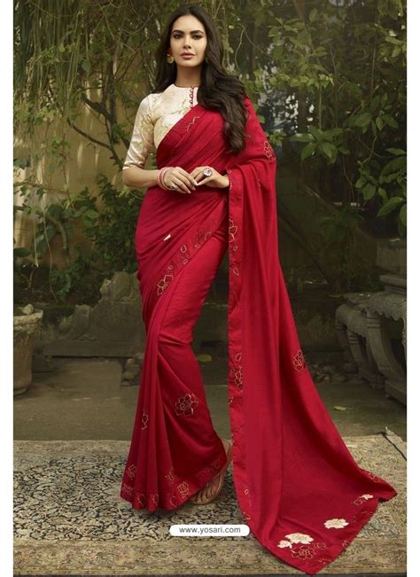 Red Georgette Silk Designer Saree Saree Designs Fancy Sarees Silk