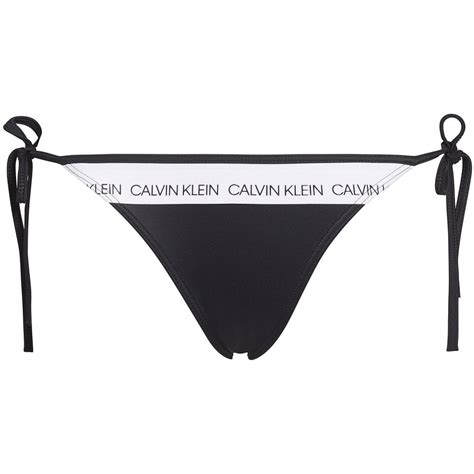 Calvin Klein Womens Swimwear Ck Logo Side Tie Bottom Black