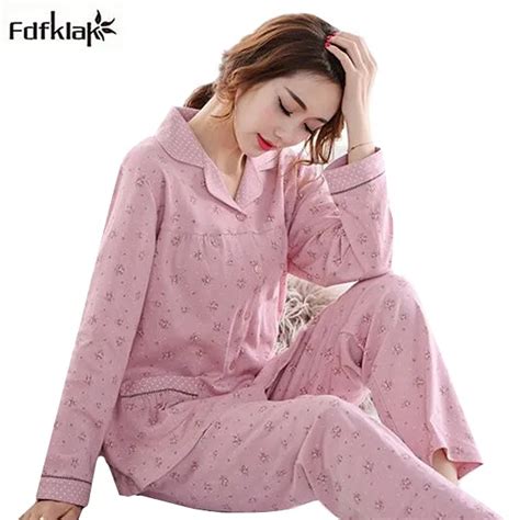 High Quality Cotton Women Pajamas Winter Autumn Female Pyjamas Long