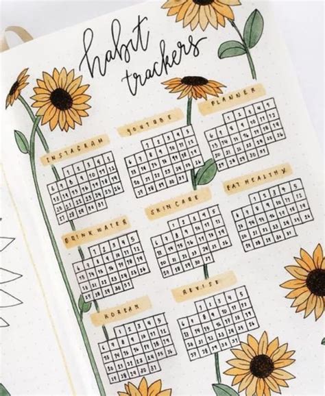 29 Sunflower Themed Bujo Spreads For Inspiration Bullet Journal August