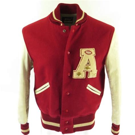 Vintage 60s Varsity Letterman Jacket 42 A Patch Whiting Wool Leather