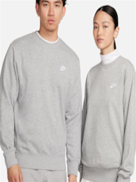 Buy Nike Men Grey Melange Solid Standard Fit As Nsw Club Crw Ft