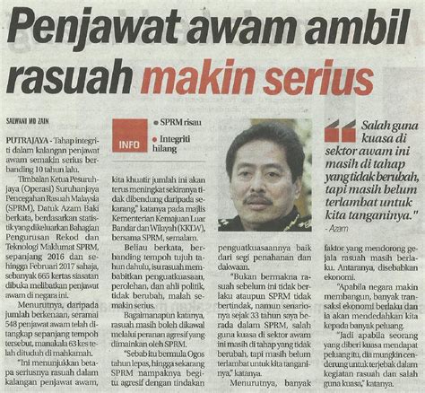 Keratan Akhbar Tentang Rasuah