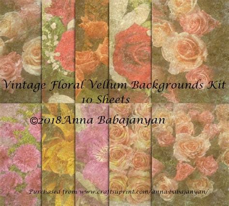 Vintage Floral Vellum Backgrounds Kit Cup88495396 Craftsuprint