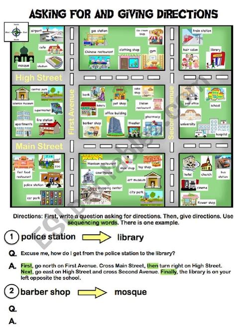 Asking For And Giving Directions Esl Worksheet By