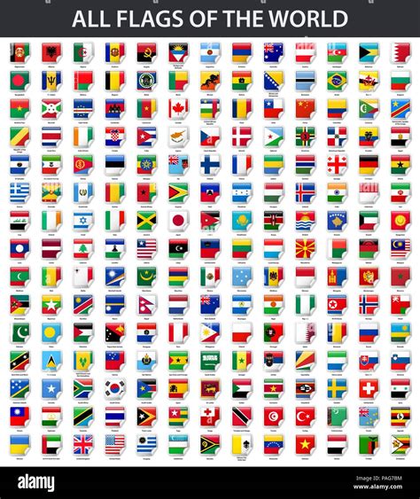 All Flags Of The World In Alphabetical Order Square Glossy Sticker