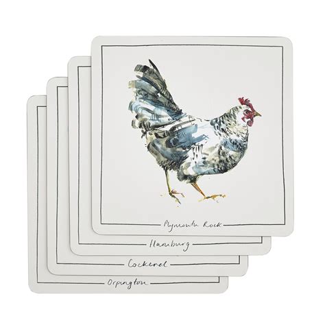 Set Of 4 Branscombe Chickens Corkback Placemats At Laura Ashley